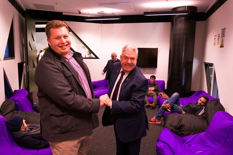 RUSU President Ariel Zohar with RMIT Vice Chancellor Martin Bean opening snooze lounge