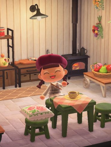 Animal Crossing Player sitting in the centre of the living room in-game